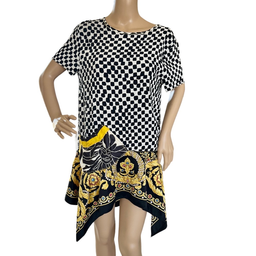 Handkerchief Midi Dress Checkered Print